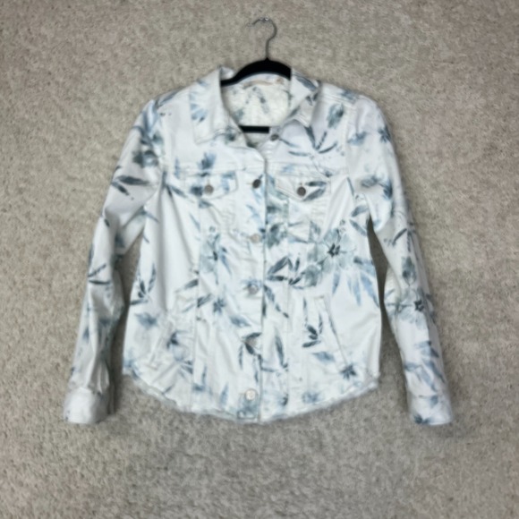 Soft Surroundings Jackets & Blazers - Soft Surroundings Denim Jacket Womens Small White Blue Floral Boho